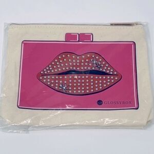 Thursday Friday Glossy Box Zippered Canvas Bag Clutch Lips Graphic Kitschy Cute